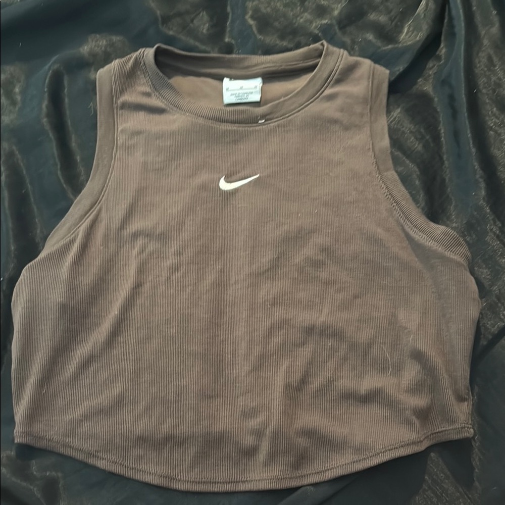 Nike Brown Sleeveless Crop Tank Top